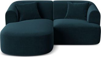 Cosmopolitan Design Sof&aacute; esquinero izquierdo modular 3 plazas terciopelo petr&oacute;leo oscuro