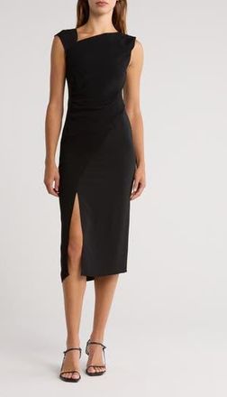 Reiss Miller Asymmetric Midi Dress in Black at Nordstrom Rack, Size 8 Us / 12 Uk