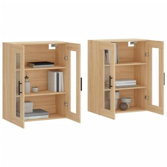Berkfield Home Wall Mounted Cabinets 2 pcs Sonoma Oak Engineered Wood in Light Tan