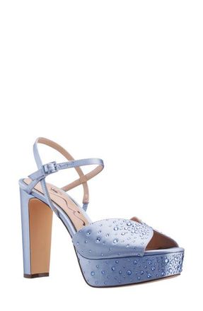 Nina Addison Slingback Peep Toe Platform Sandal in Icy Blue at Nordstrom, Size 6.5