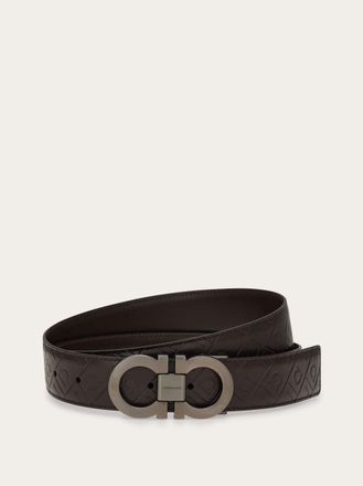 Ferragamo Men Reversible and adjustable Gancini belt Brown