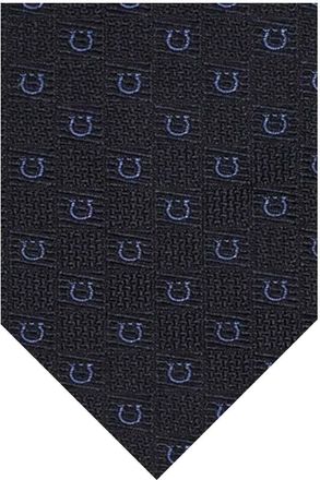 Ferragamo Navy Blue Gancini Textured Tie