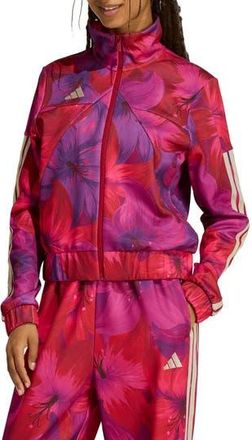 adidas x FARM Rio Tiro Jacket in Magenta/Maroon/Crystal Linen at Nordstrom Rack, Size Medium