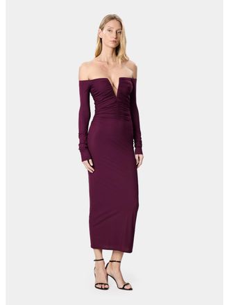 Amazu&igrave;n Womens Long Dress Purple Polyamide