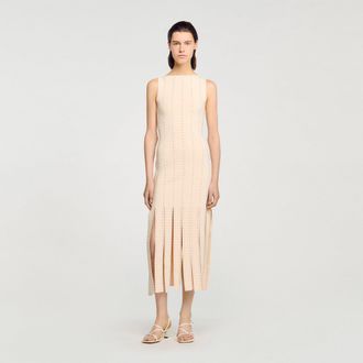 Sandro Fringed knit maxi dress