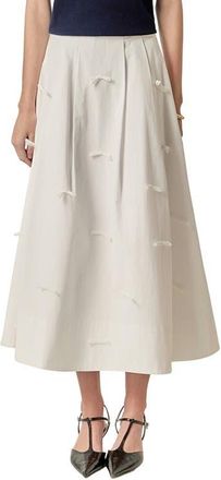 English Factory Bow Detail Poplin Midi Skirt in White at Nordstrom, Size Medium