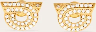 Ferragamo Women Gancini earrings with rhinestones - size 18 Gold