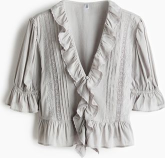 H&M Bluse mit Volants - Hellgrau