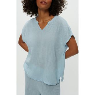 Michael Stars Naomi Split Neck Gauze Top in Fountain at Nordstrom, Size X-Small