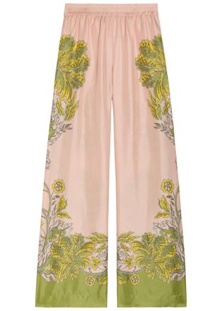 La DoubleJ LA Double J Printed Wide-leg Silk Trousers - Pink - S (UK8-10 / S)