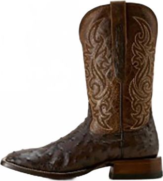 Ariat Mens Full Quill Ostrich Exotic Tekstep Cowboy Boot In Cigar/brown