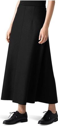 Eileen Fisher Felted Wool Jersey Full Skirt Womens Skirt Black : LG