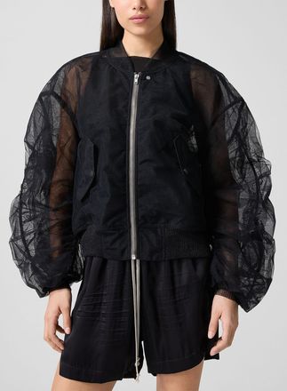 Rick Owens Womens Gathered balloon sleeves tulle bomber jacket