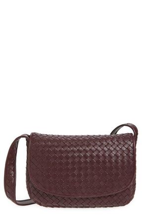 Bottega Veneta Veneto Intrecciato Leather Messenger Bag in Deep Mahogany/silver at Nordstrom