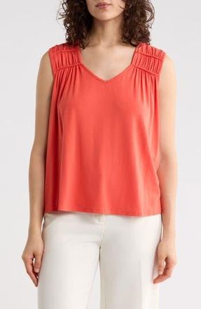 Liverpool L.A. Shirred Detail Jersey Tank in Clementine at Nordstrom Rack, Size X-Small P