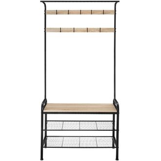 TecTake Perchero con banco zapatero, madera industrial clara, roble Sonoma
