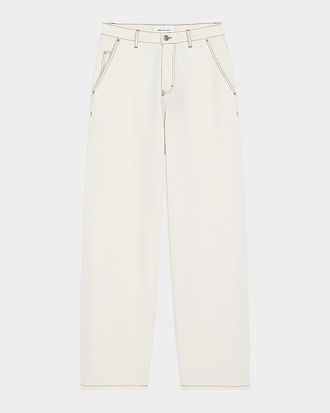 Ami Men & apos;s Cotton Contrast-Stitched Wide-Leg Trousers