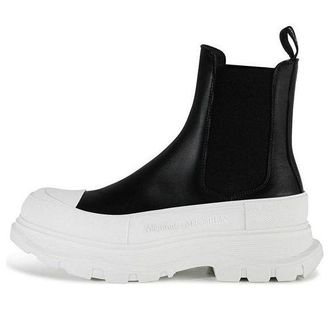 Alexander McQueen Leather Chunky Chelsea Boots Black White 705672WHZ611071