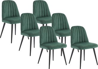 Vente-Unique Juego de 6 sillas ELEANA - Terciopelo y metal negro - Verde