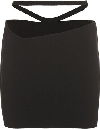 ADĀMO Andrea Adamo Geribde gebreide mini-rok met uitsnijding - Dames - Korte rokken - Zwart - M - Rokken