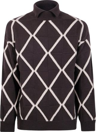 Emporio Armani Maglione a rombi - Marrone