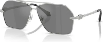 Versace Grey Silver Mirror Navigator Mens Sunglasses VE2284 10006G 63