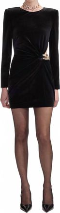 Self Portrait Embellished Mini Dress In Black Velvet
