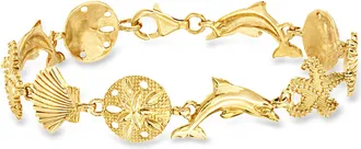 Ross-Simons 18kt Gold Over Sterling Silver Sea Life Link Bracelet