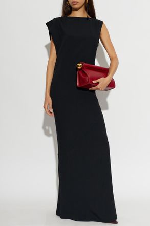 Jacquemus Long Dress Drap, Womens, Black