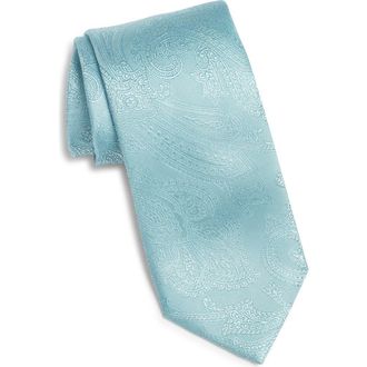Canali Paisley Silk Tie in Light Blue at Nordstrom