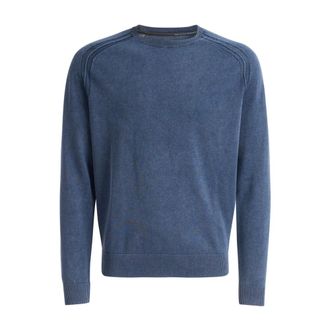 Roberto Ricci Design Round-neck Knitwear, male, Blue, Size: 2XL Techno Wash Round