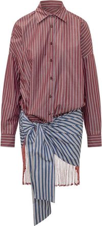 Andamane Multicolour Stripes Shirt Collar Mini Dress