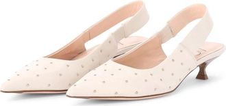 AGL Leren Sling-Back Kitten Heel Pumps - Dames - Pumps - Beige - 41 EU - Schoenen