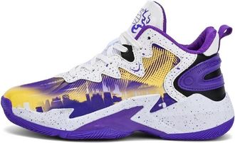 Generic Mens High Top Basketball Shoes are Anti Slip Wear-Resistant Cushioned Breathable Fashionable Sports Training Boots Walking Shoes(Purple,5.5 UK)