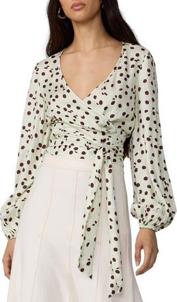 Diane Von F&uuml;rstenberg Phoebe Dot Wrap Top in Rive Dot V at Nordstrom, Size Xx-Small