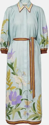 Alemais Al&eacute;mais Belted floral linen shirt dress