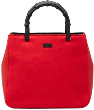 Gucci Pre-owned Bamboo Top Handle Tote - Dames - Vintage Handtas - Rood - ONE Size - Wol - Vintage
