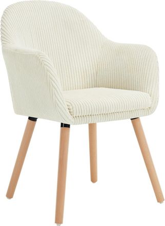 Woltu 1x Sillas De Comedor Sillas De Cocina Giratorias Con Patas De Metal Para Comedor. Asiento De Pana. Patas De Madera. Crema - Woltu