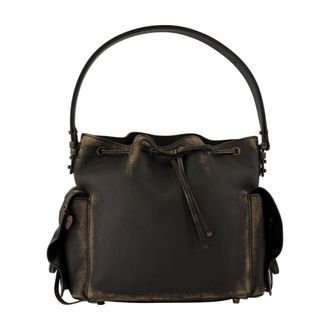 Acne Studios Womens Multipocket Calfskin Crossbody Bag Brown