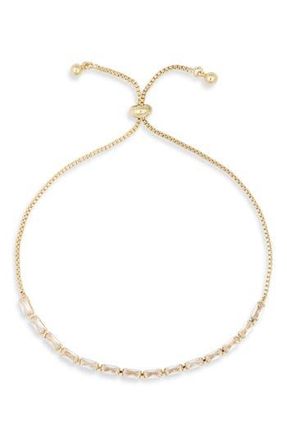 Eye Candy Los Angeles Lupita Baguette Cubic Zirconia Bolo Bracelet in Gold at Nordstrom Rack