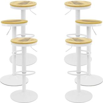 Regalos Miguel Packs Taburetes Altos - Pack 6 Taburetes Vikin Asiento Madera - Blanco