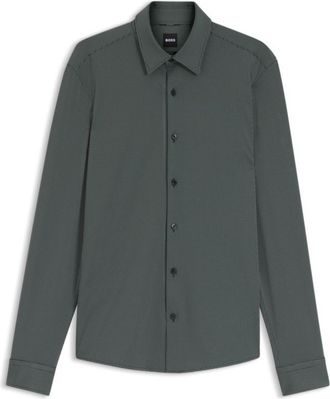 BOSS Patterned slim-fit shirt in performance-stretch jersey