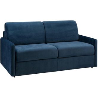 Vente-Unique Vente-unique - Divano letto 3 posti a ribalta in velluto Blu notte - Larghezza Materasso 140 cm - Spessore 14 cm - calife