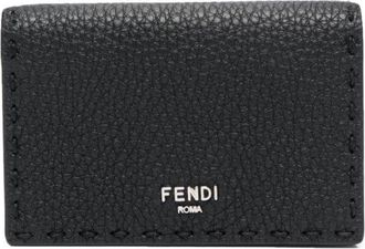 Fendi logo-print grained-leather wallet - men - Calf Leather - One Size - Black