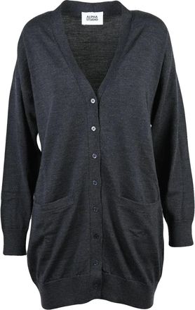 Alpha Studio Extrafine Merino Wool V-Neck Cardigan