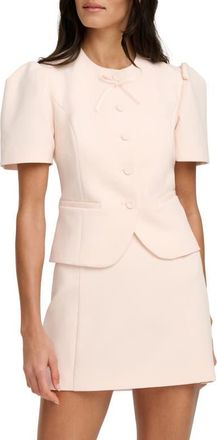 Favorite Daughter The Pardon Bow Detail Short Sleeve Jacket in Blush Pink at Nordstrom, Size Xx-Small