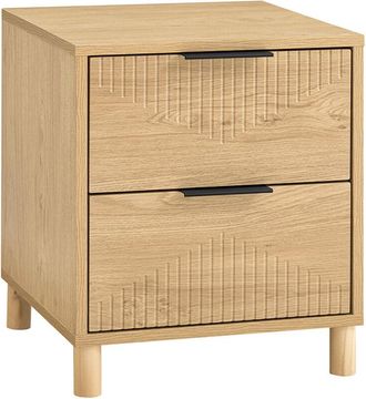 SoBuy Sobuy Mesa De Noche Con 2 Cajones, Mesa Auxiliar Para Dormitorio O Sal&oacute;n, Natural L 40 X P 42 X H 47 Cm Fbt166-n