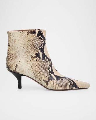 PARIS TEXAS 60mm Rose Snake-Printed Leather Ankle Boots