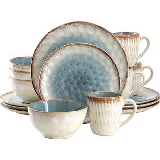 Elama Leann 16 Piece Stoneware Dinnerware Set in Beige at Nordstrom