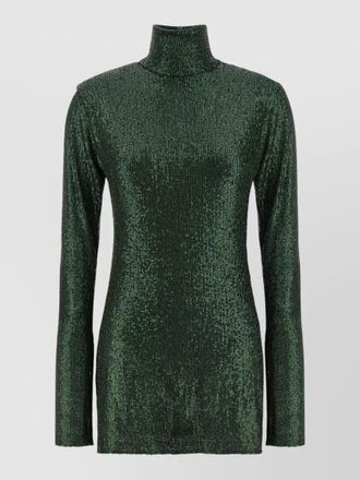 Norma Kamali pickleball sequin turtleneck long sleeve top